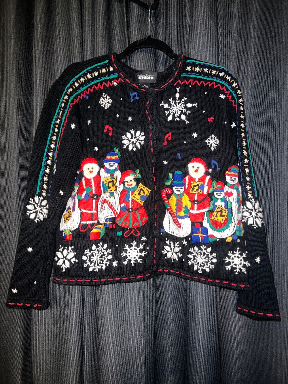 Ugly Christmas Sweater Xmas Cardigan Size Medium Vintage